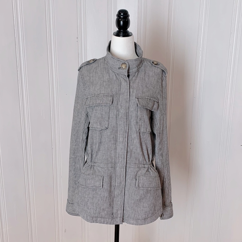 LOFT striped twill utility jacket